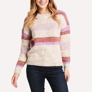 HEARTLOOM CECILY SWEATER STRIPES SMALL PURPLE